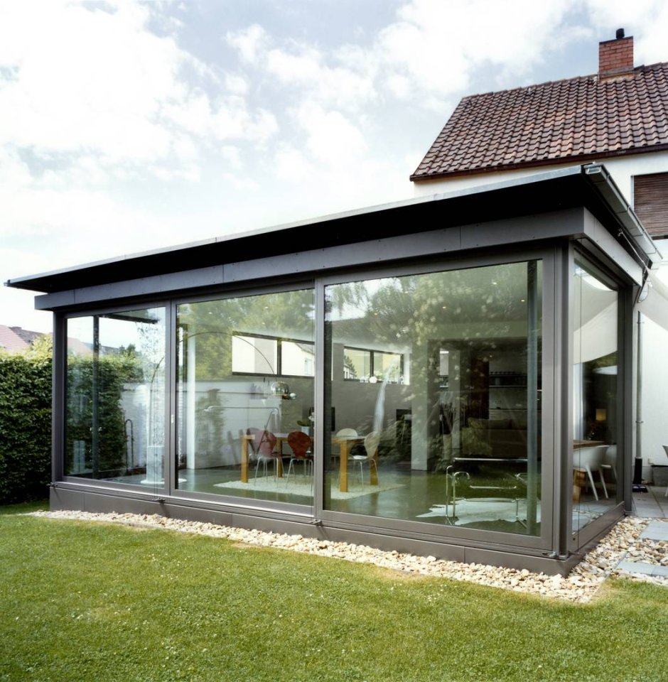 Стеклянная терраса к дому
