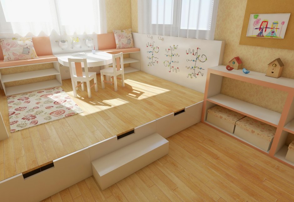 Кровать подиум в детской комнате