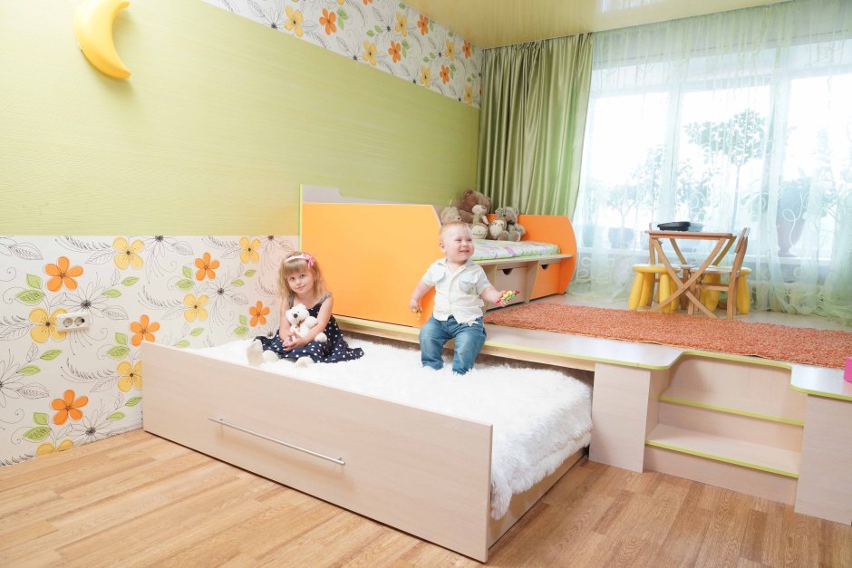 Детские комнаты с выдвижными кроватями