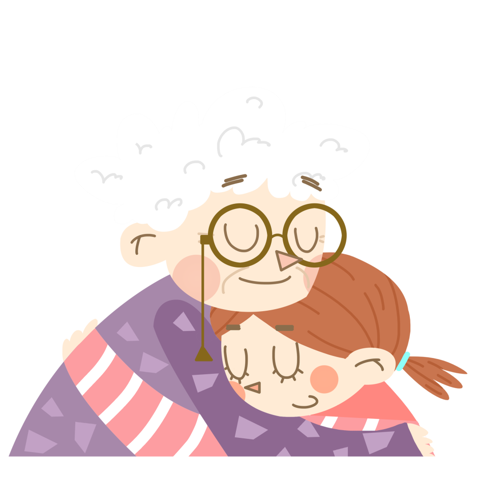 Бабушка обнимает внучку