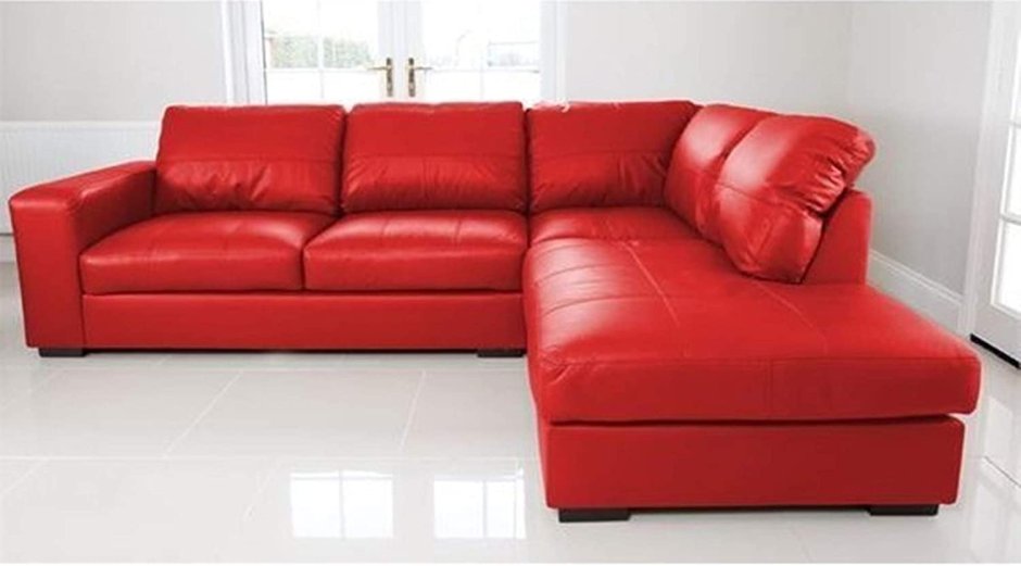 Красный кожаный диван Валенсия