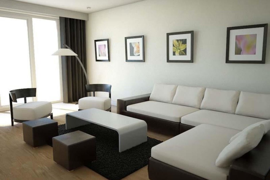 Интерьер комнаты с двумя диванами