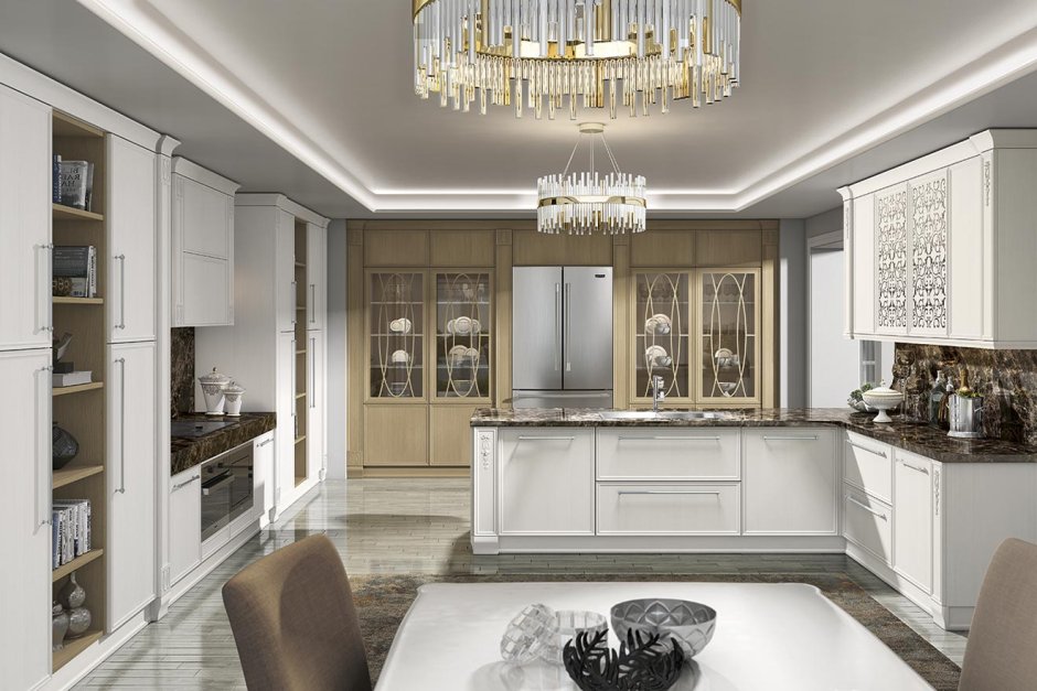 Кухня арт деко с островом