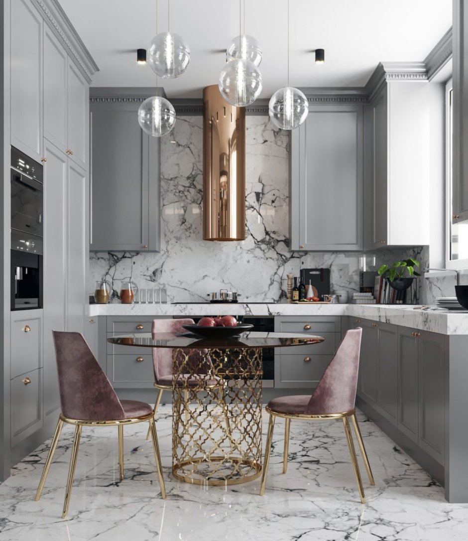 Черно розовая кухня