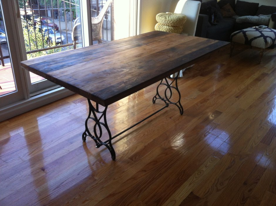 Antique Coffee Table Garden Wood& wrought Iron