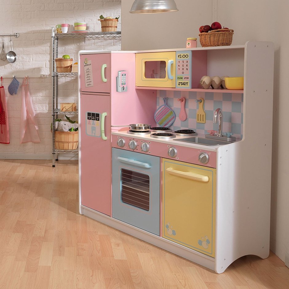 Большая детская кухня из дерева "пастель" (large Pastel Kitchen)