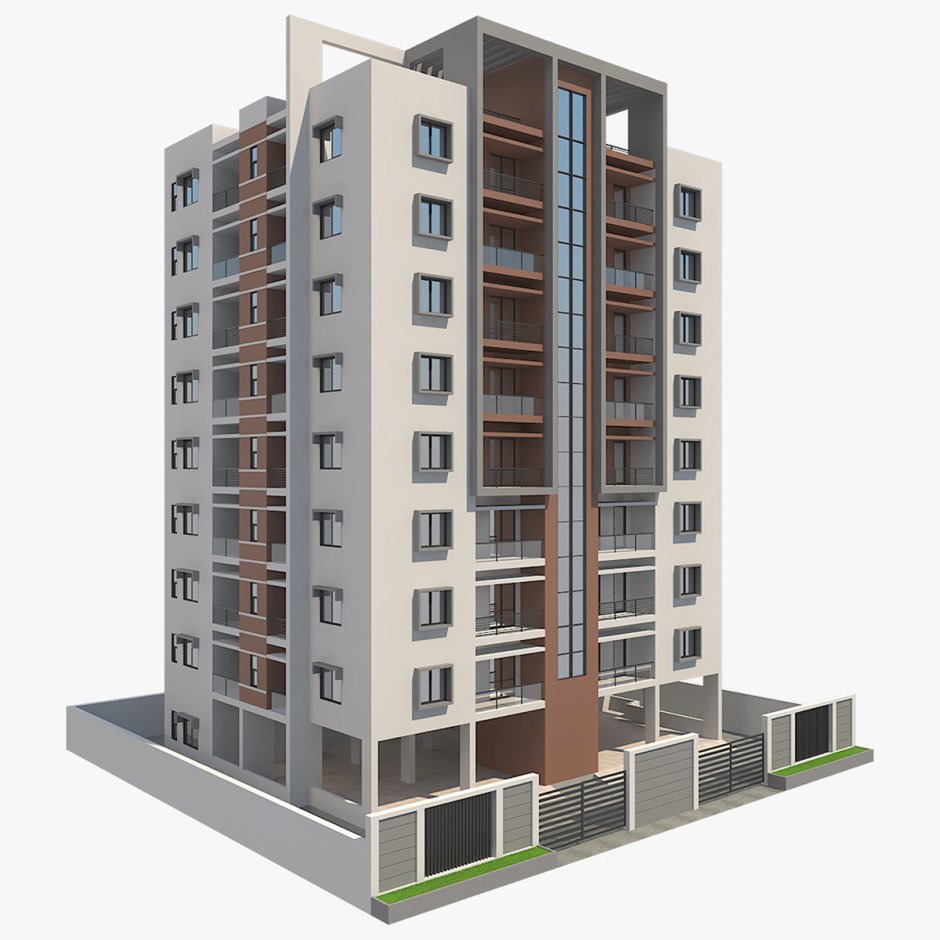 Панельный дом 3ds Max