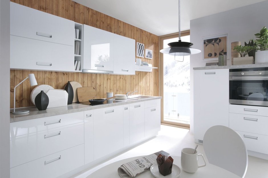 Кухни белые с деревом в современном стиле угловые