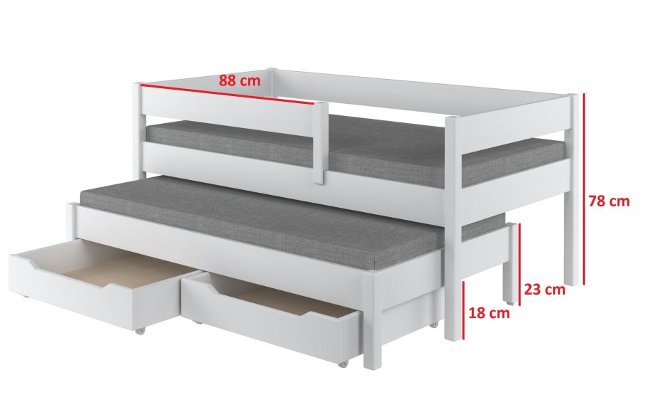 Кровать с выдвижными ящиками трехуровневая