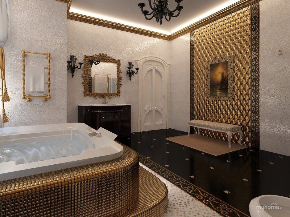 Мозаика в ванной классический стиль