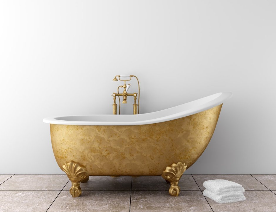 Ванная комната белая с золотыми элементами