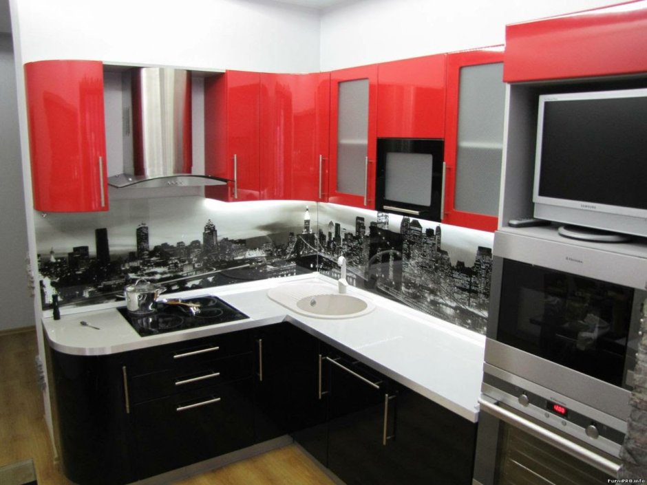 Кухонный гарнитур черно красный
