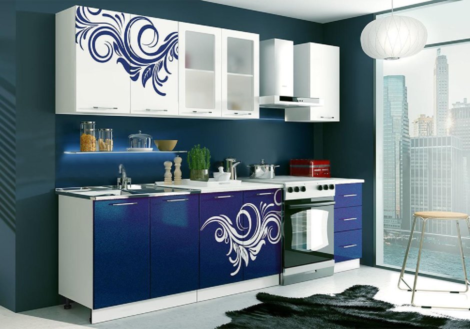 Синие кухонные гарнитуры