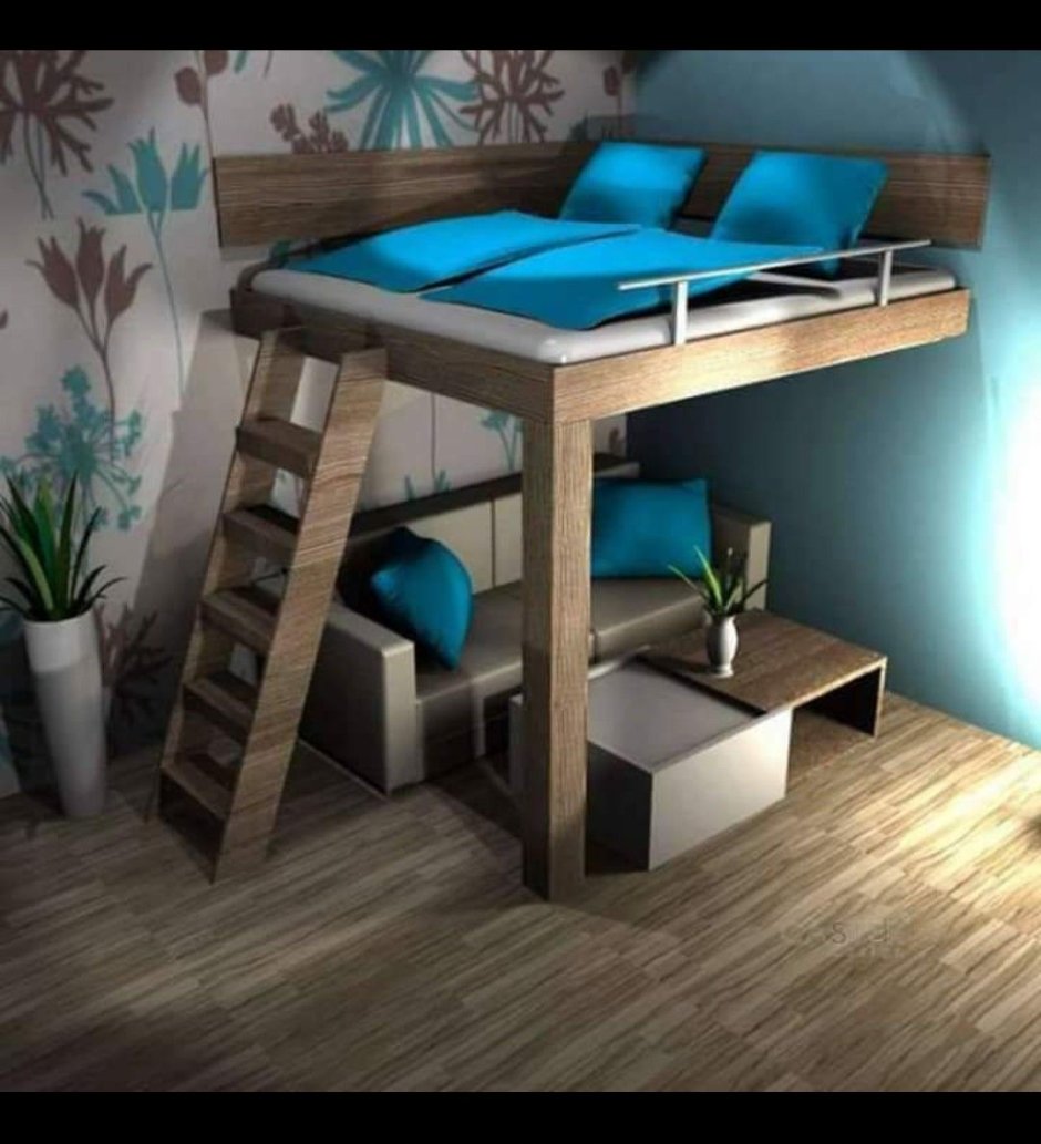 Кровать в углу спальни