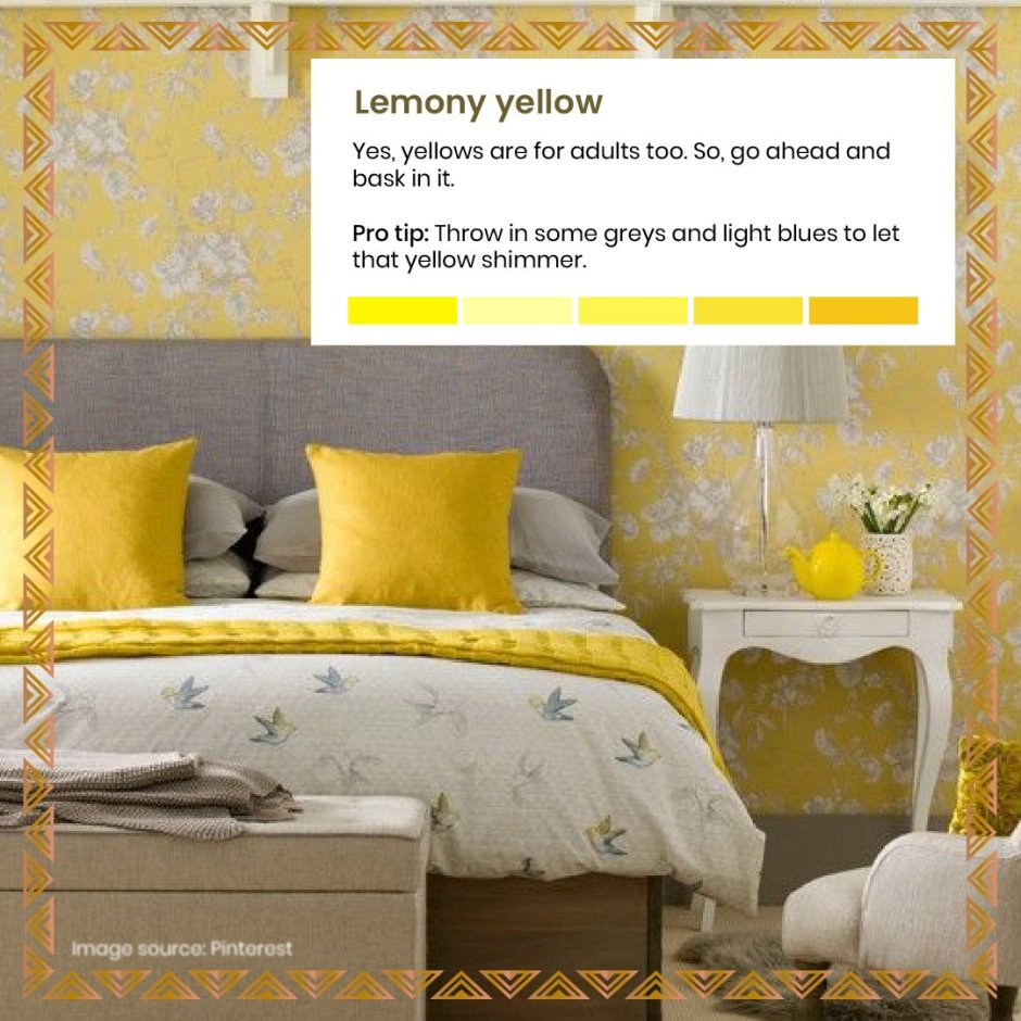 Спальня в современном серо-желтая