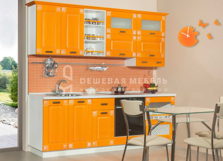 Оранжевые кухонные гарнитуры