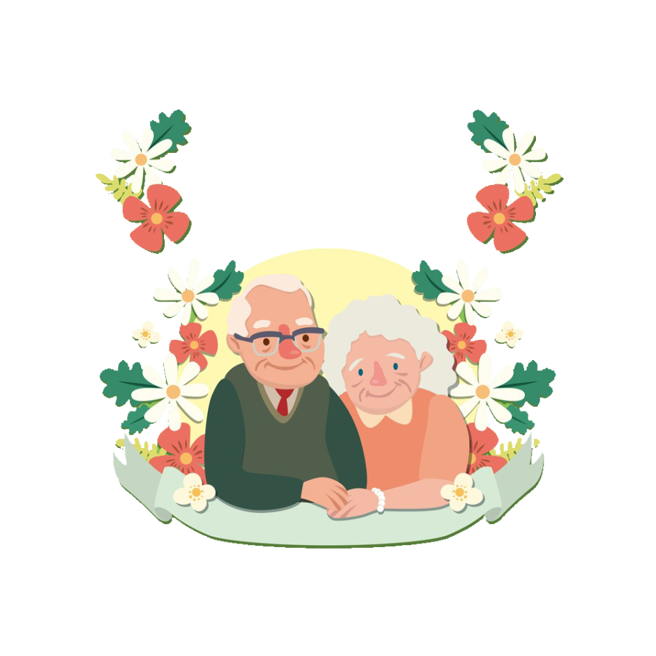 Бабушка и дедушка на прозрачном фоне