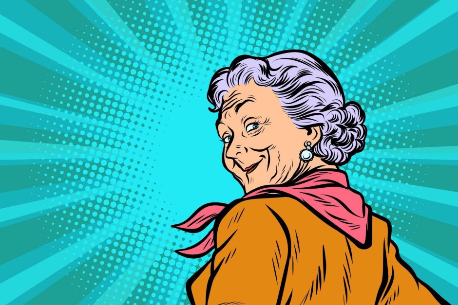 Бабушка в стиле комиксов