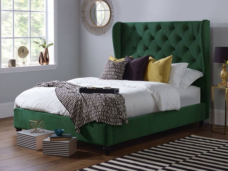 Аскона кровать темно зеленая