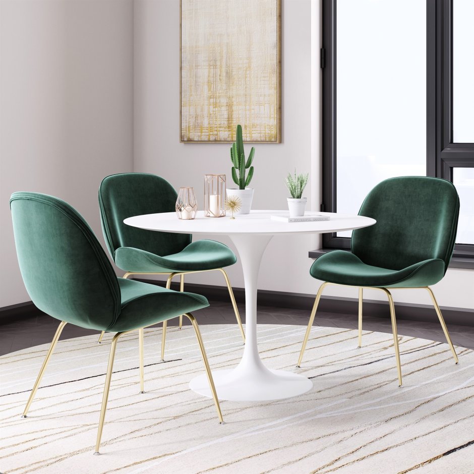 Зелёные стулья в интерьере кухни