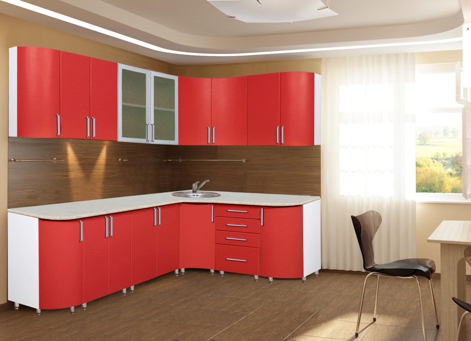 Красная угловая кухня