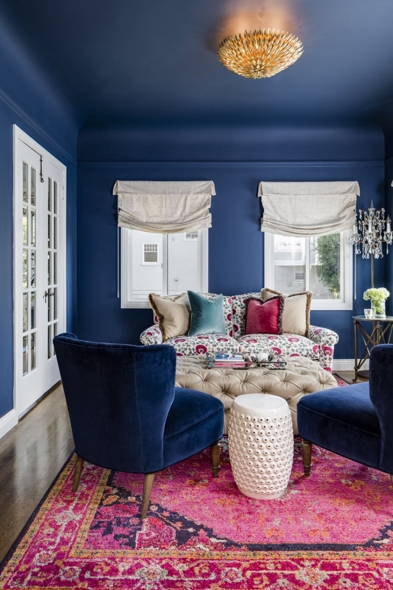 Синий и бордовый в интерьере