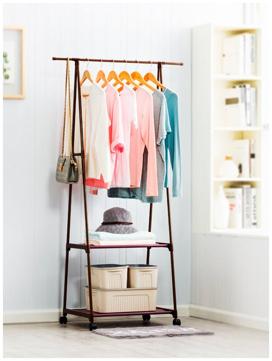 Вешалка напольная для одежды с полкой