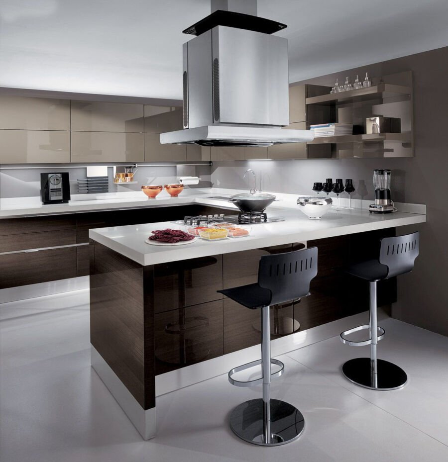 Кухня в стиле Модерн с островом