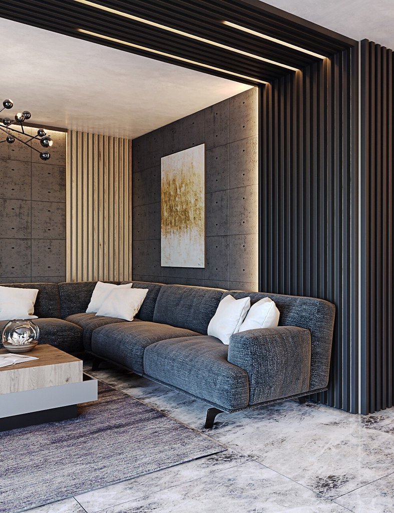 Стеновые панели в интерьере гостиной