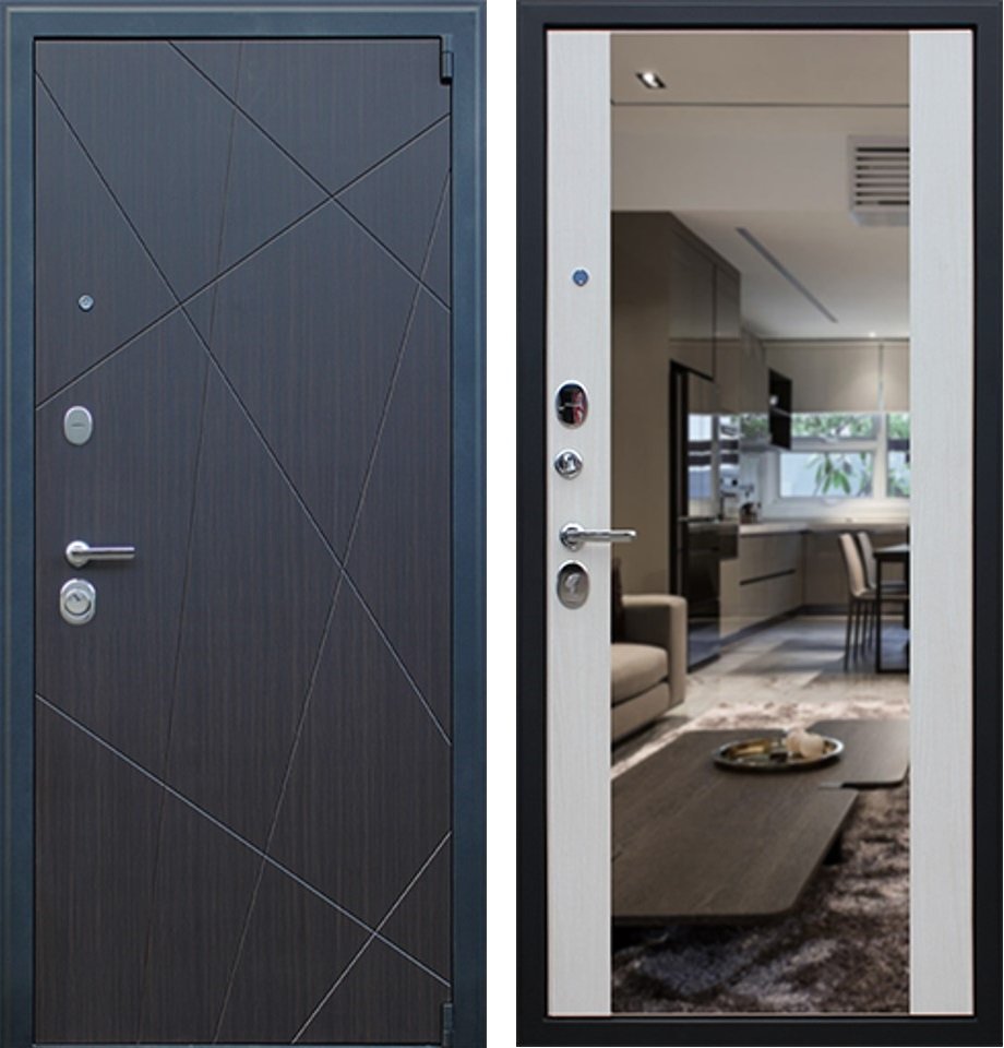 Дверь входная Гардиан белая с зеркалом