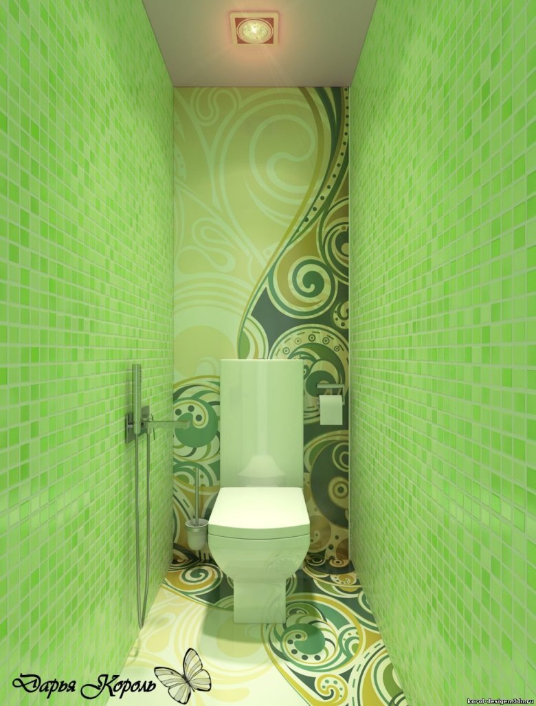 Туалетная комната в зеленом цвете