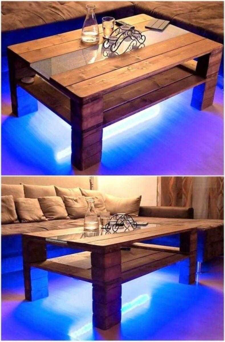 Стол из поддонов с подсветкой