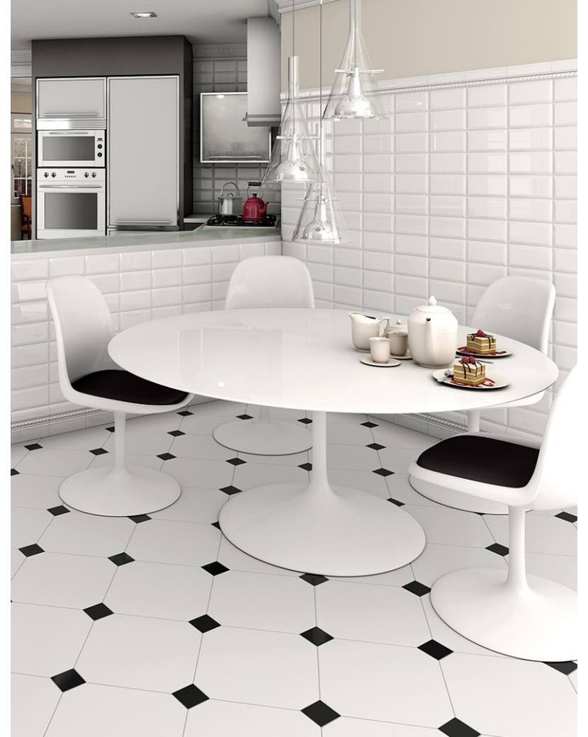 Плитка Octagon 10×10 белая с черным