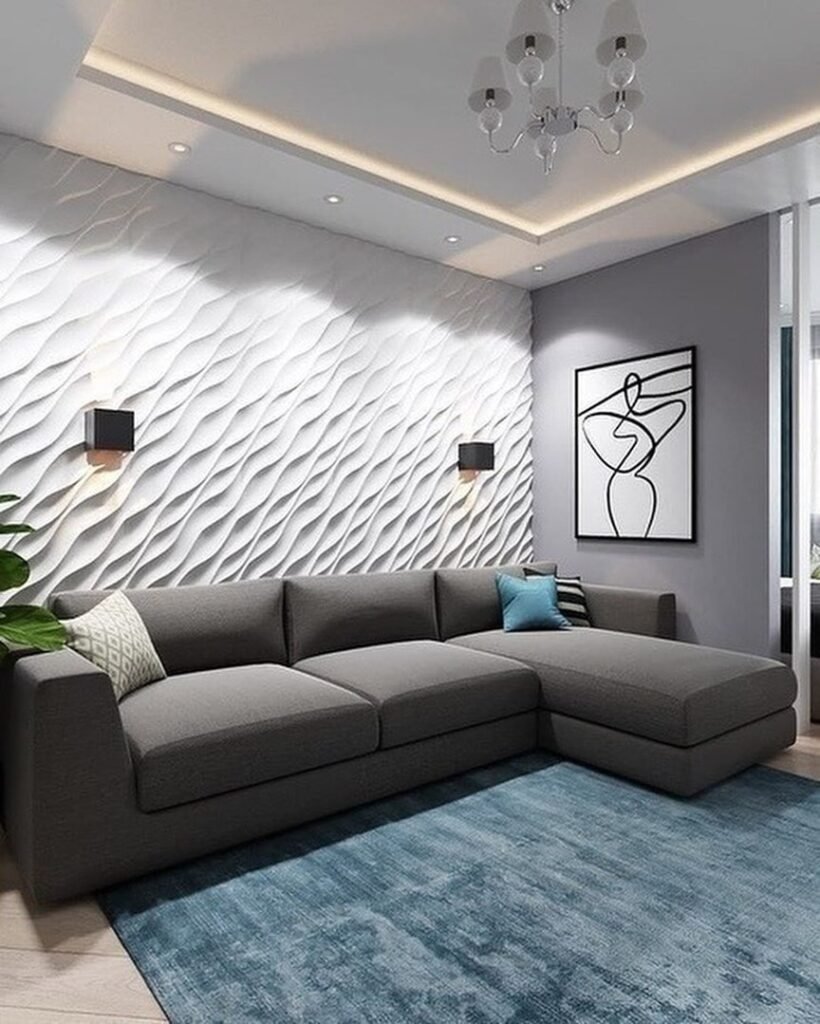 3d панели в интерьере гостиной
