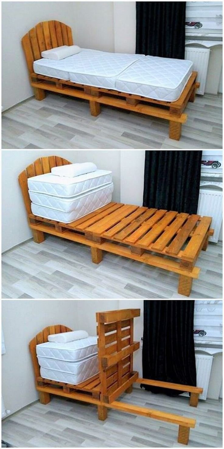 Кровать из деревянных поддонов односпальная
