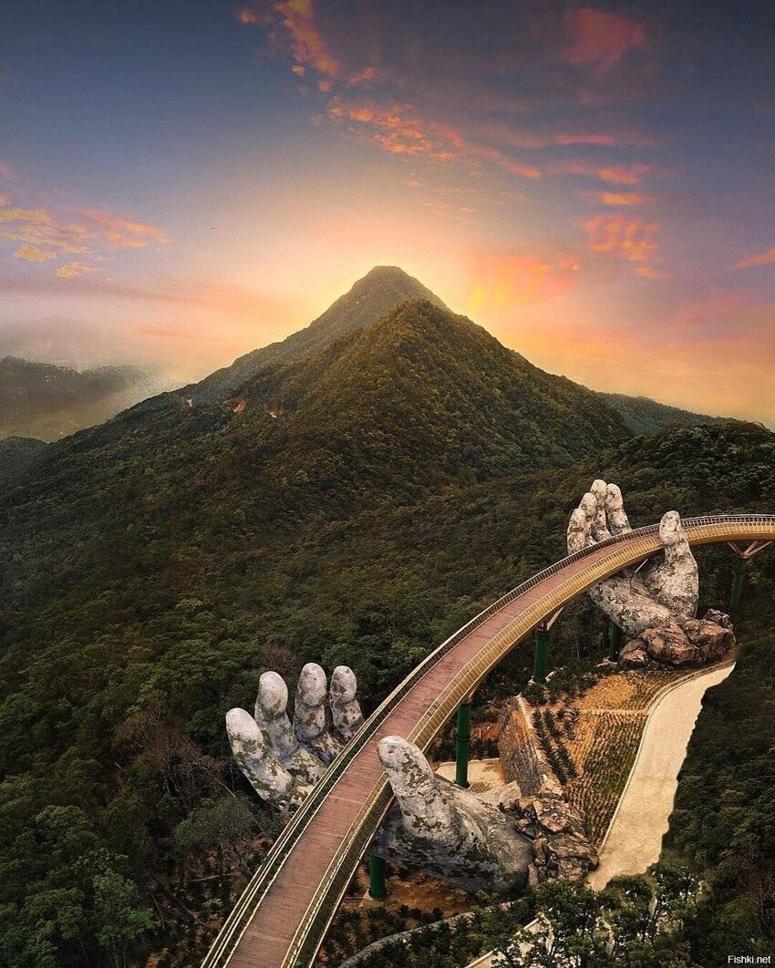 Золотой мост (cầu vàng), Горная станция bà nà Hills, Вьетнам