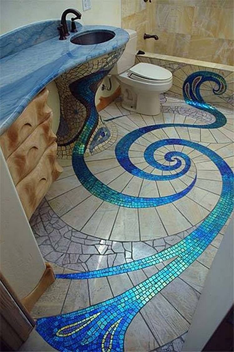 Мозаика на пол в ванную комнату