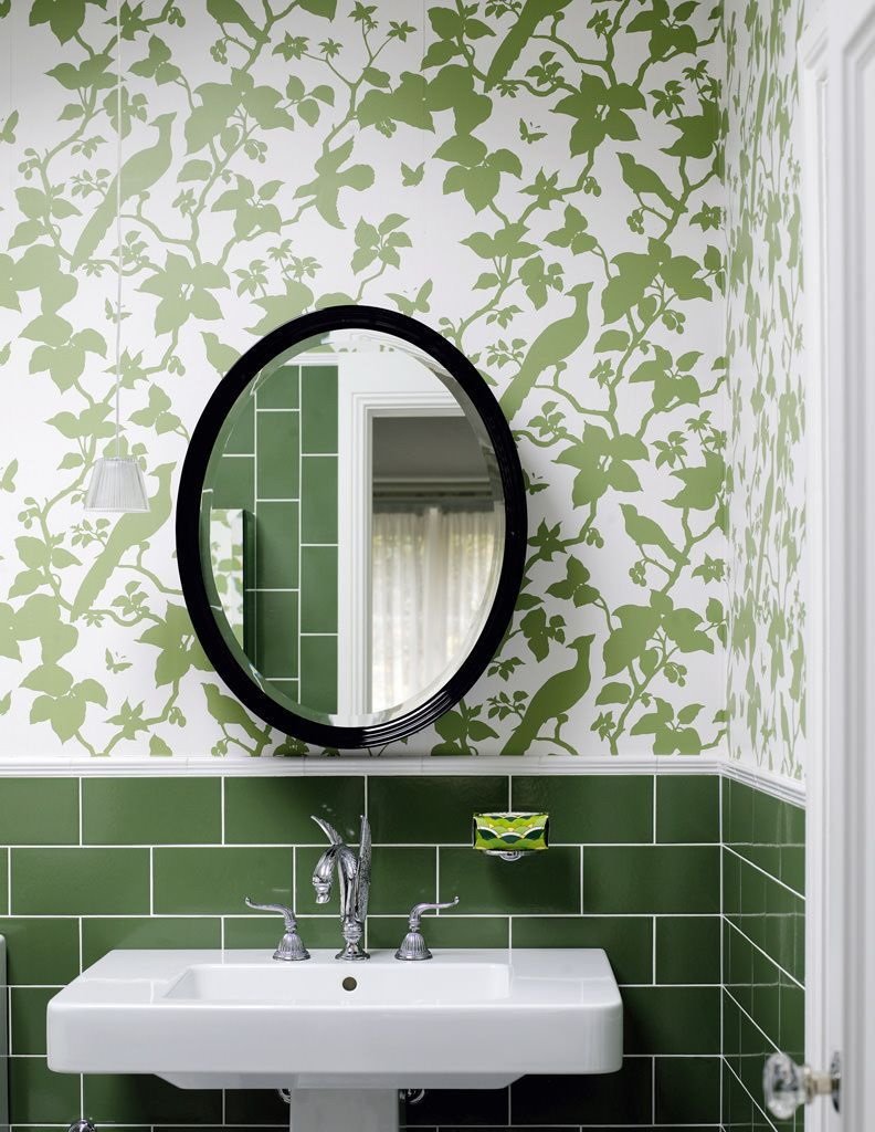 Декор ванной комнаты в зеленых тонах