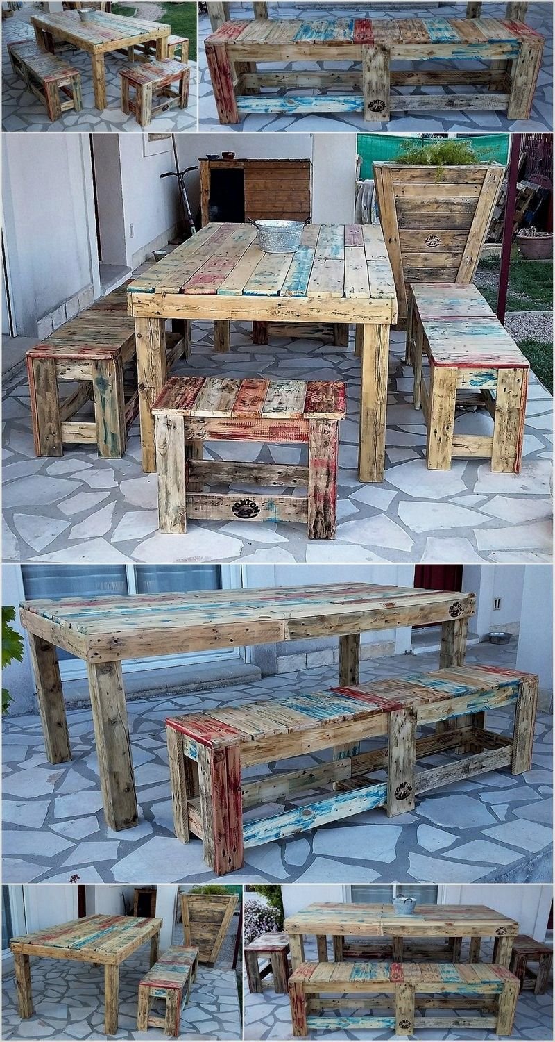 Кухонный стол и стулья из поддонов