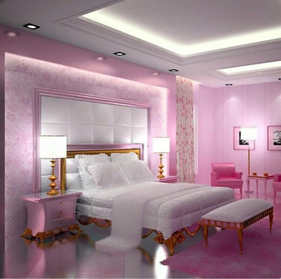 Шикарная розовая спальня