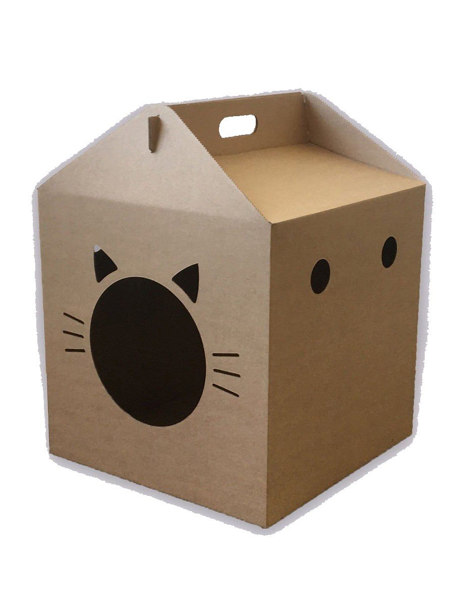 Домик кот Барон из картона, Kubik-b, коричневый, р-р 35*35 см