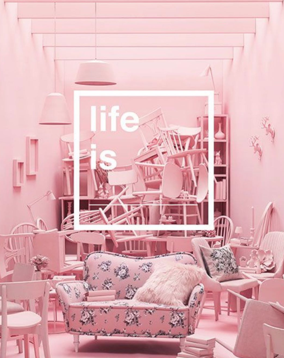 Арт комнаты в розовом стиле.