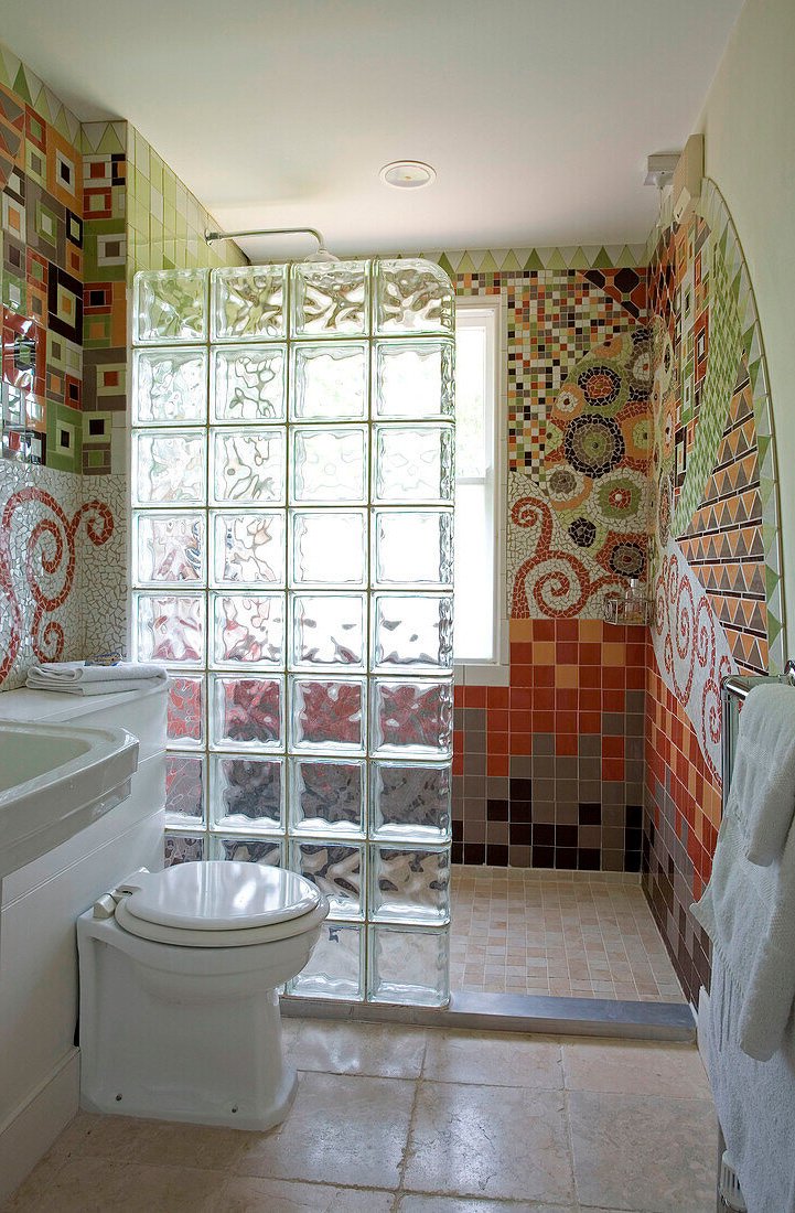 Стеклоблоки в интерьере ва