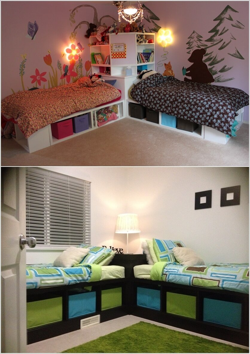Кровать для двух девочек в маленькой комнате