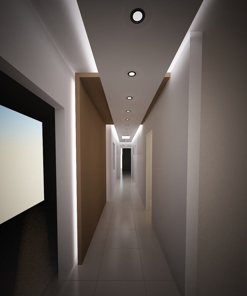 Многоуровневый потолок в коридоре