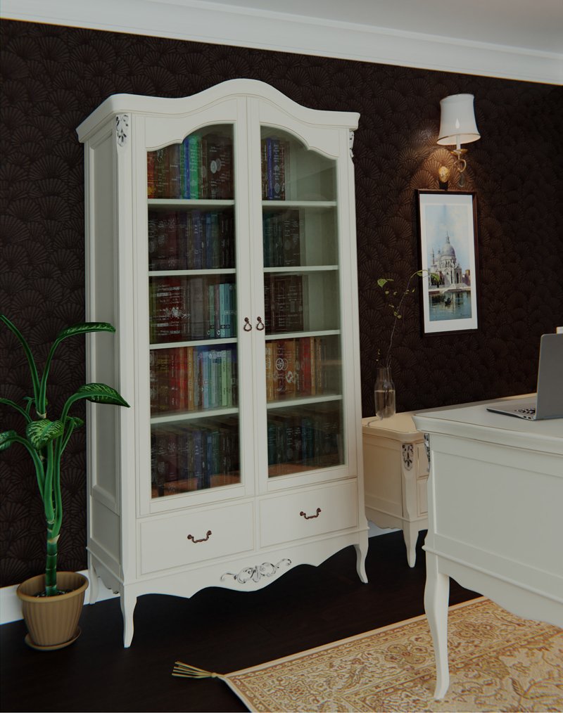 Книжный шкаф Прованс белый