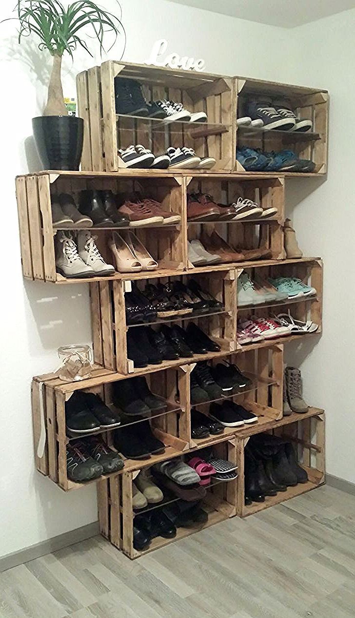 Обувница из деревянных ящиков