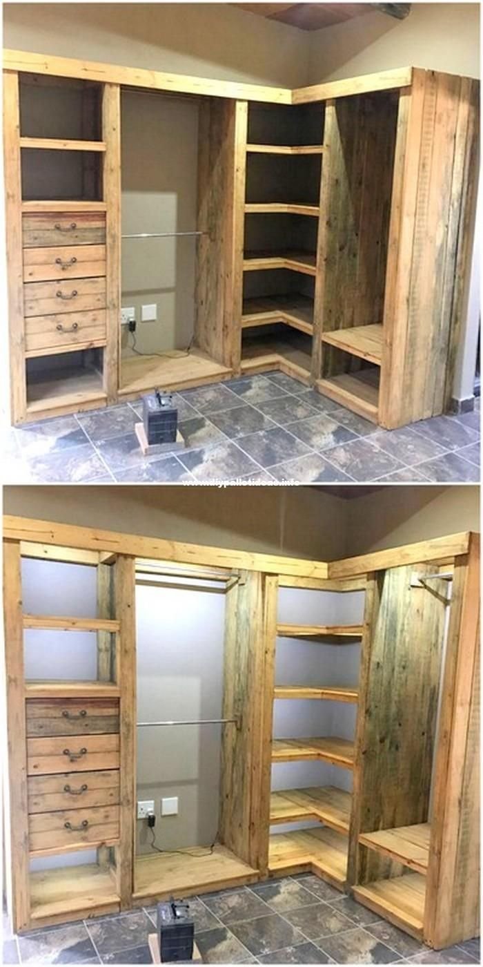 Встроенный шкаф из паллетов