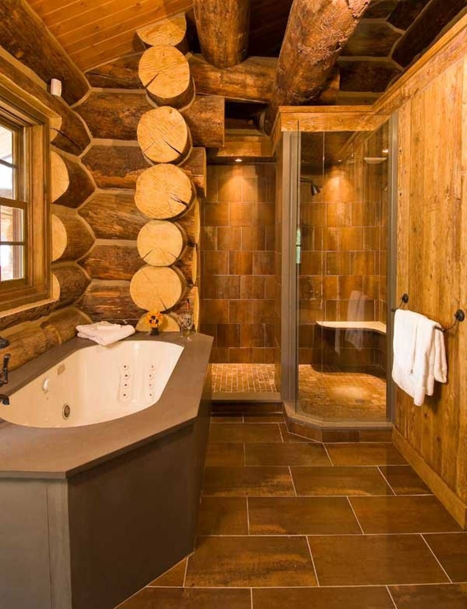 Ванная в доме из бревна