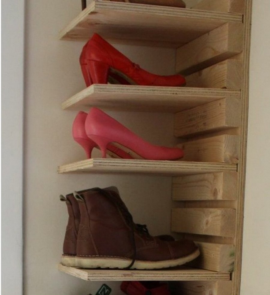 Деревянные полки на стену для обуви